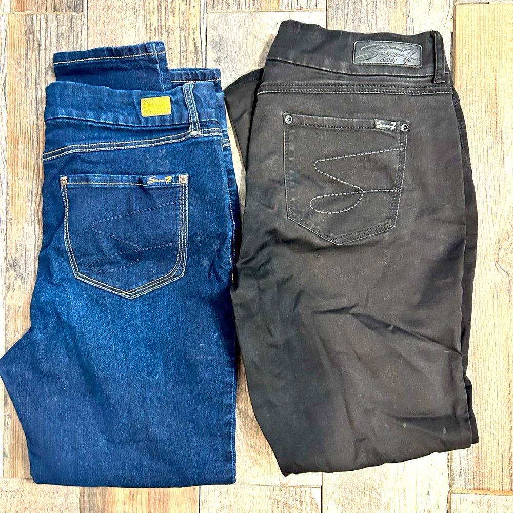 2 Pairs of Seven Tummyless skinny jeans size 16